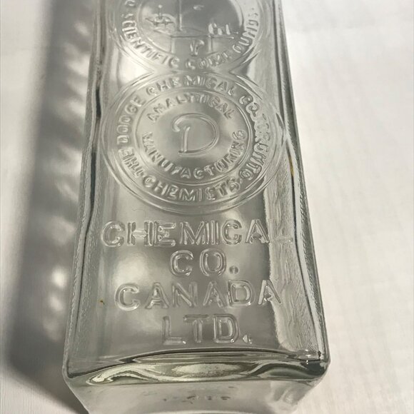 Vtg Dodge Chemical Co Embalming Glass Bottle Clear Embossed Measurements Canada - Picture 13 of 16